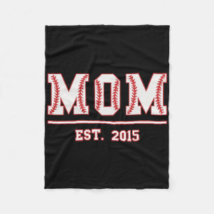 Mom Est. 2015 Funny Sports Year Established Mother Fleece Blanket