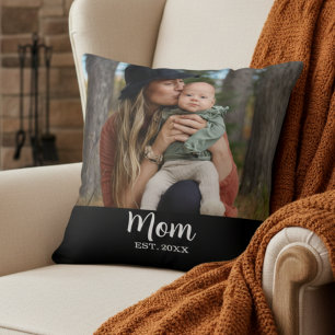 Mom Est. Script Photo Cushion