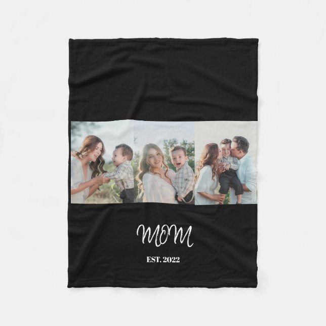 Mom Established, 3-Photo Fleece Blanket (Front)