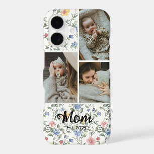 Mom Established 3 Photo Watercolor Floral Script