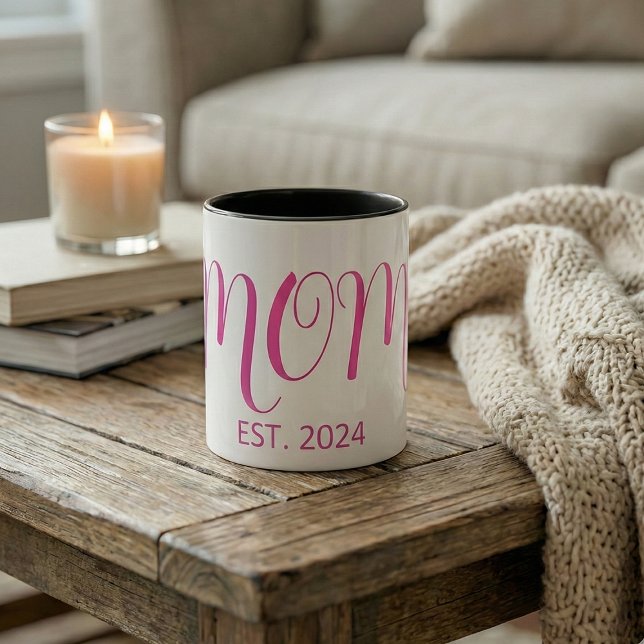 Mom Established Big Script New Mom Gift Two-Tone Coffee Mug (Creator Uploaded)