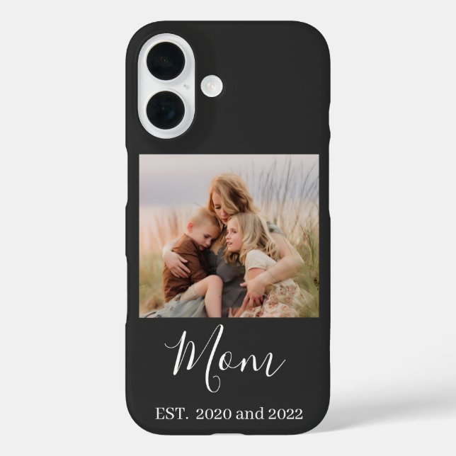 Mom Established Black Elegant Photo Script Case-Mate iPhone Case (Back)