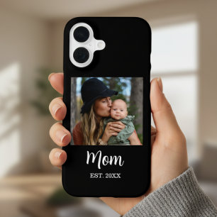 Mom Established Black Script Photo  iPhone 16 Case