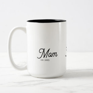 Mom Established Black Script Two-Tone Coffee Mug