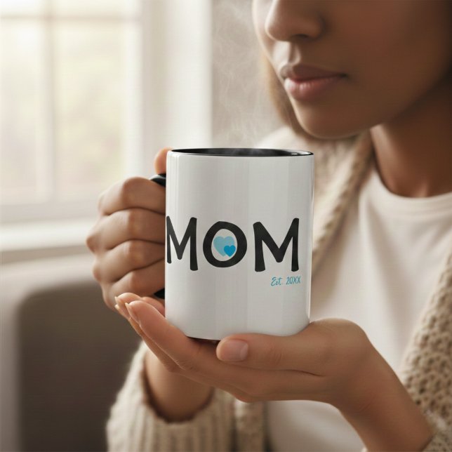 Mom Established Blue Nested Heart Gift Mug (Creator Uploaded)