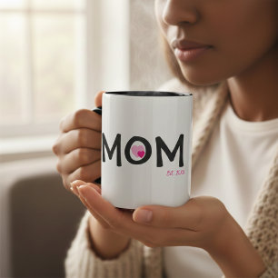 Mom Established Blue Nested Heart Gift Mug