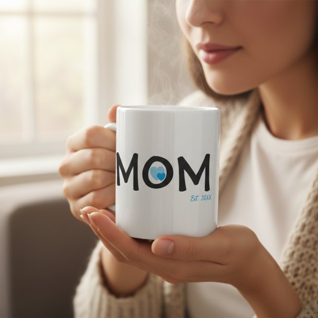 Mom Established Blue Nested Heart Mug (Creator Uploaded)