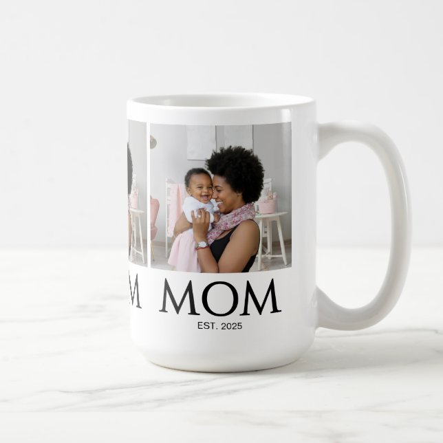 Mom Established Classic Caps White Photo Coffee Mug (Right)