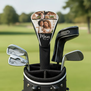 Mom Established Date Bold Script Modern 3 Photo Golf Head Cover