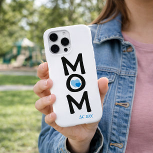 Mom Established Double Nested Blue Heart iPhone 16 Pro Max Case