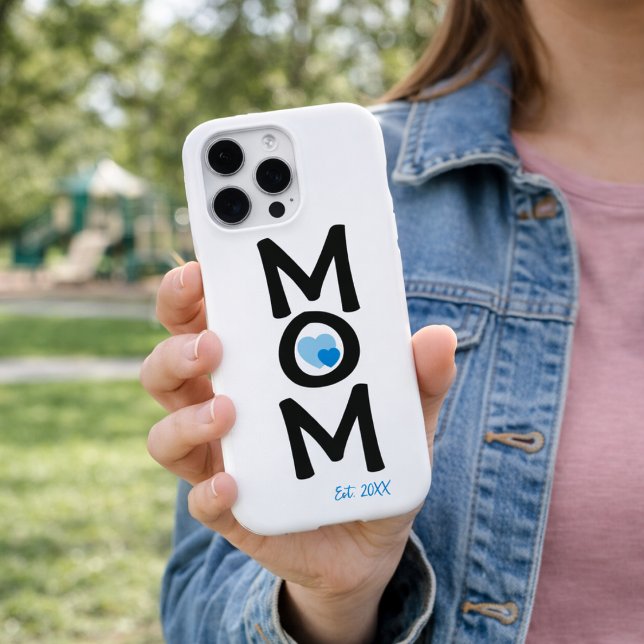 Mom Established Double Nested Blue Heart iPhone Case (Creator Uploaded)
