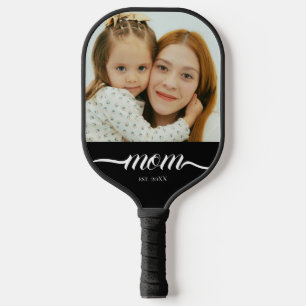 Mom Established Fun Script Photo Custom Pickleball Paddle