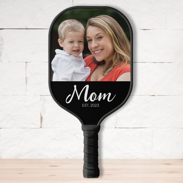 Mom Established Fun Script Photo Pickleball Paddle (Creator Uploaded)