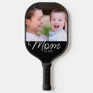 Mom Established Fun Script Photo Pickleball Paddle