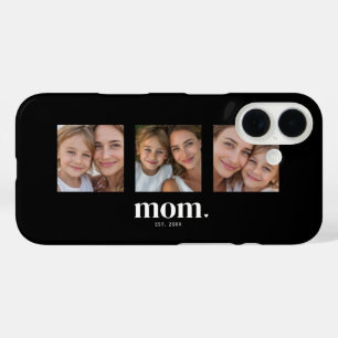 Mom Established Modern Black 3 Photo iPhone 16 Case