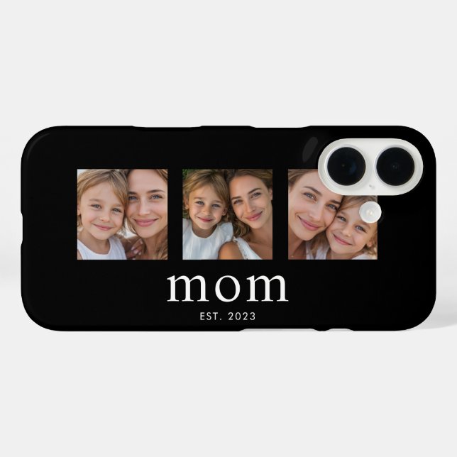 Mom Established Modern Black 3 Photo Case-Mate iPhone Case (Back (Horizontal))