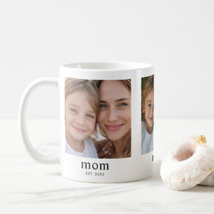 Mom Established Modern Black 3 Photo Coffee Mug