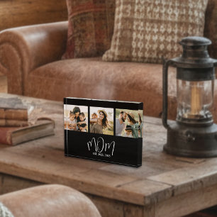 Mom Established Modern Bold Script Black 3 Photo Block