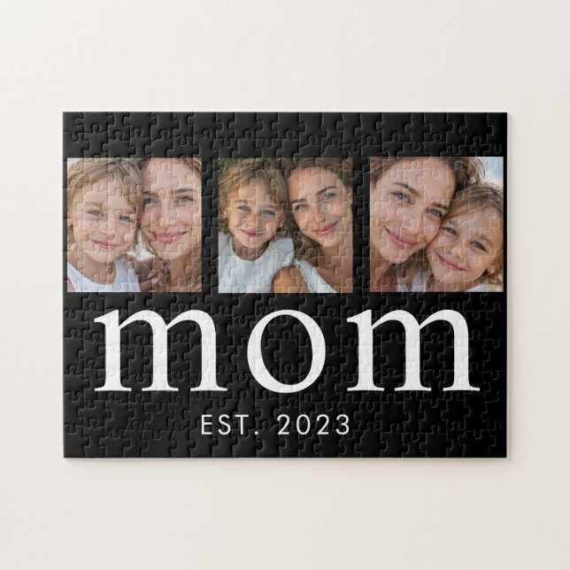 Mom Established Modern Minimal 3 Photo Jigsaw Puzzle (Horizontal)