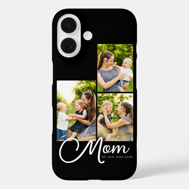 Mom Established Modern Script Black 3 Photo  Case-Mate iPhone Case (Back)