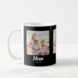 Mom Established Modern Script Black 3 Photo Coffee Mug