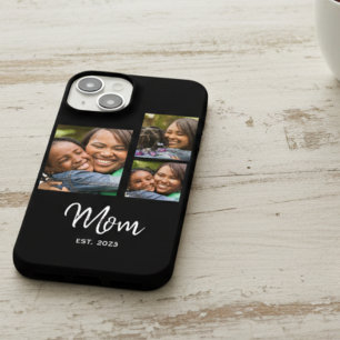 Mom Established Modern Script Black 3 Photo iPhone 14 Case