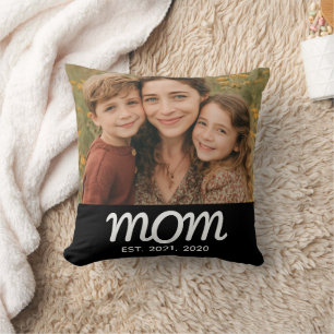 Mom Established Modern Script Photo Cushion