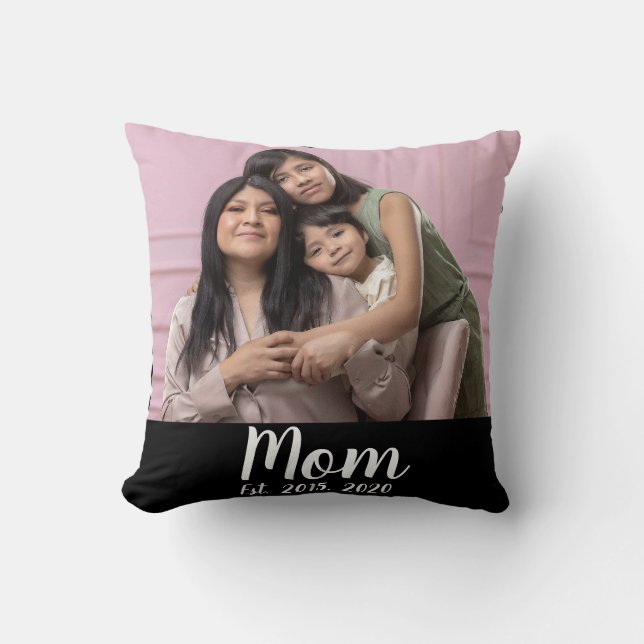 Mom Established Modern Script Photo Cushion (Front)