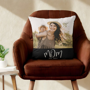 Mom Established Modern Script Photo Cushion
