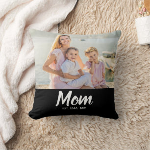 Mom Established Modern Script Photo Cushion