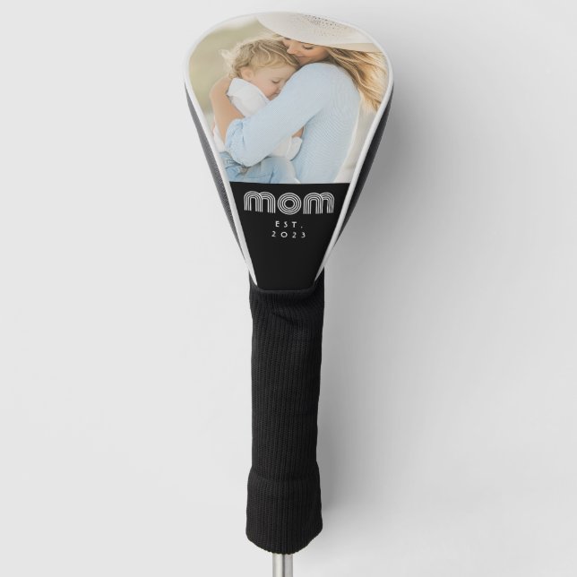Mom Established Modern Script Photo  Golf Head Cover (Front)