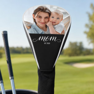Mom Established Modern Script Photo Golf Head Cover