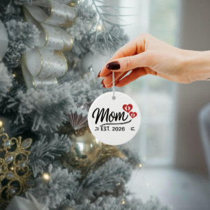 Mom Established Mothers Day Name Year Script Heart Ceramic Tree Decoration