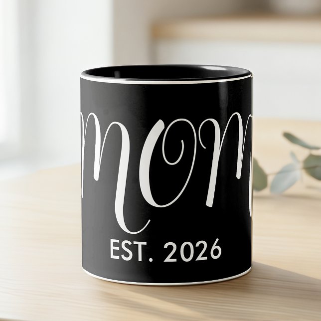 Mom Established New Mom Big Script Two-Tone Coffee Mug (Creator Uploaded)