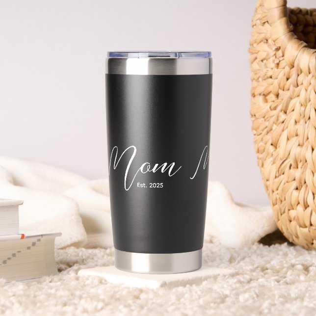 Mom Established New Mom Gift Black Insulated Tumbler (Living Room (Rotated))
