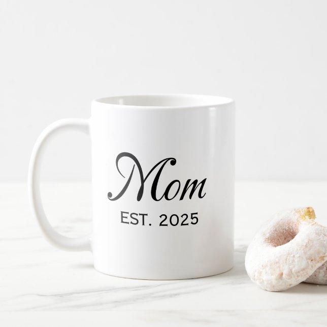 Mom Established New Mom Gift Personalized Est Coffee Mug (With Donut)
