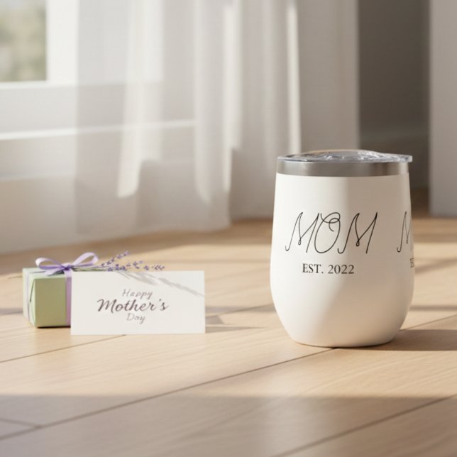 Mom Established New Mom Gift Thermal Wine Tumbler (Creator Uploaded)