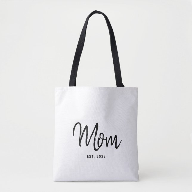 Mom Established New Mom Gift Tote Bag (Front)