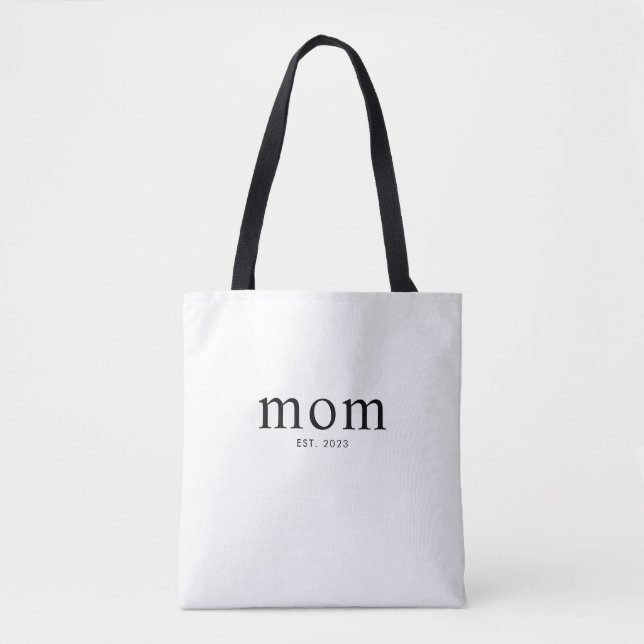Mom Established New Mom Gift Tote Bag (Front)