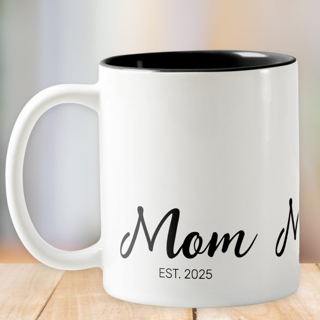 Mom Established New Mom Gift  Two-Tone Coffee Mug (Creator Uploaded)
