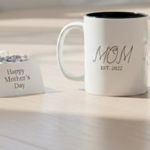 Mom Established New Mom Gift Two-Tone Coffee Mug