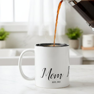 Mom Established New Mom Gift Two-Tone Coffee Mug