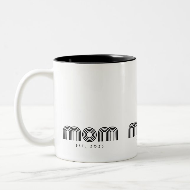 Mom Established New Mom Gift Two-Tone Coffee Mug (Left)