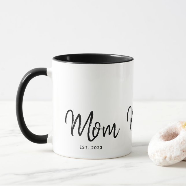 Mom Established New Mom Gift Two-Tone Coffee Mug (With Donut)