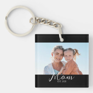 Mom Established Photo Gift Key Ring