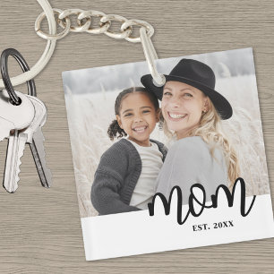 Mom Established Photo Gift Key Ring