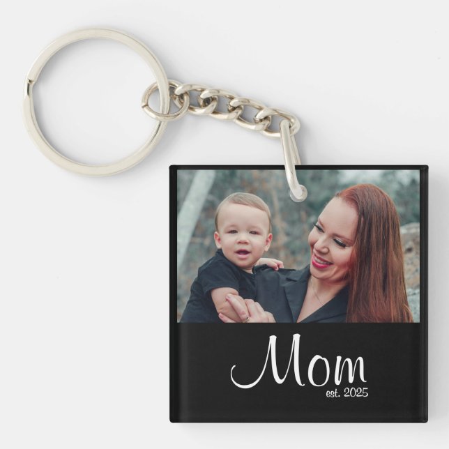 Mom Established Photo Gift Key Ring (Front)