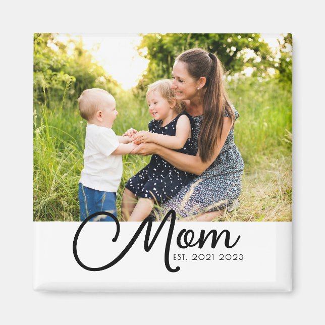 Mom Established Photo Gift Magnet (Front)