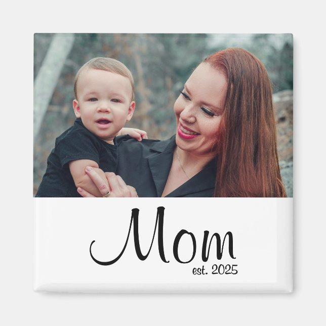Mom Established Photo Gift Magnet (Front)