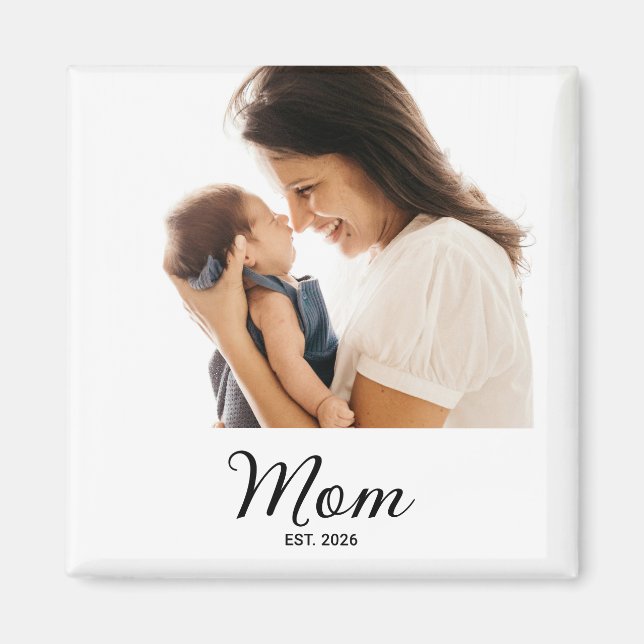 Mom Established Photo Gift Magnet (Front)